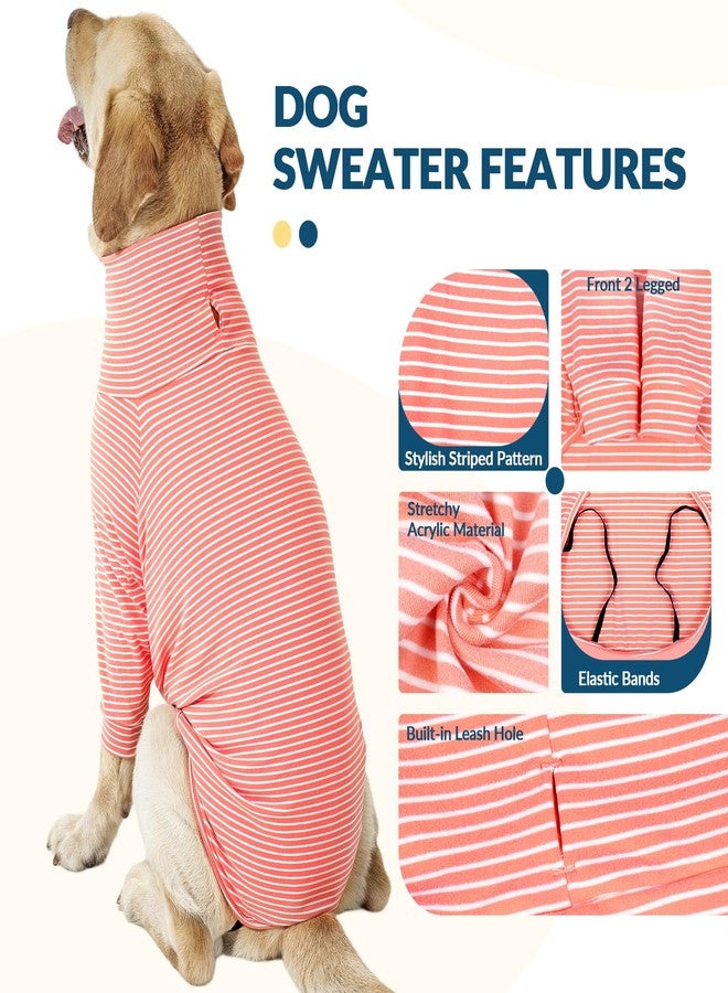 ROZKITCH 2XL Dog Shirt for Large Dogs Male Girl, Lightweight Shirt with Leash Hole, Soft Jumpsuit Loungewear for Indoor Outdoor Dailywear for Golden Retriever, German Shepherd PinkWhite 2XL - Image 4
